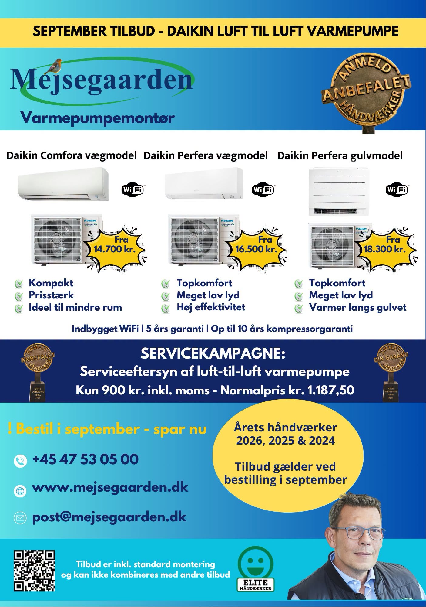 Septembertilbud på Daikin luft til luft varmepumper hos Mejsegaarden